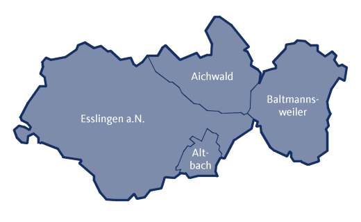 Einzugsgebiet des JU-Stadtverbands Esslingen a. N.