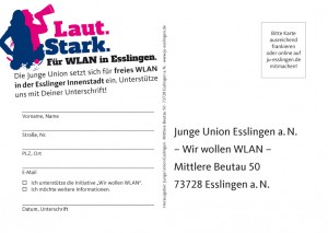 Postkarte "Wir wollen WLAN!" (Rückseite)